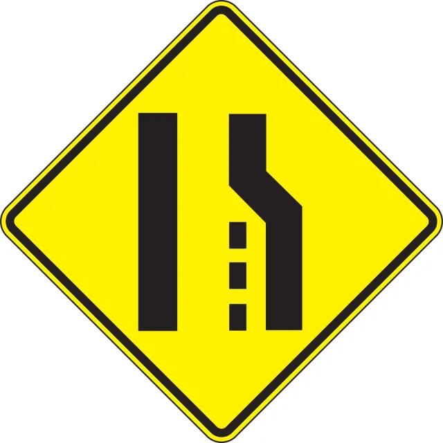 Lane Ends - Merge Left (Symbol), Engineer Grade Reflective Aluminum, 30 in x 30 in