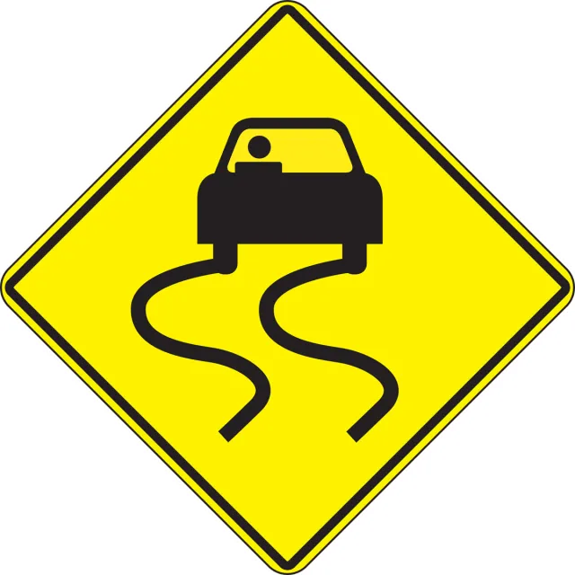 Accuform FRW681RA Surface & Driving Conditions Sign: Slippery When Wet (Symbol)