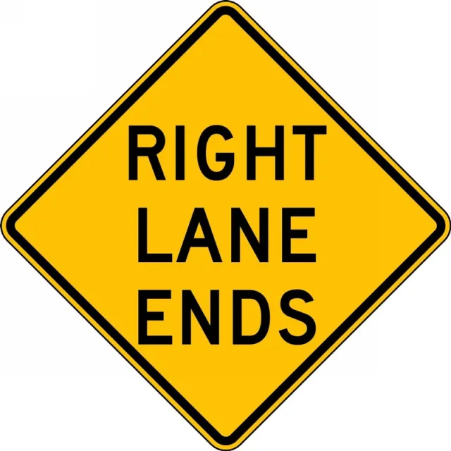 Accuform FRW695HP Lane Guidance Sign: Right/Left Lane Ends