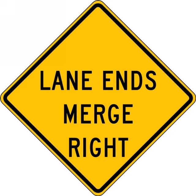 Lane Ends Merge Left/Right, High Intensity Reflective Aluminum, 30 in x 30 in