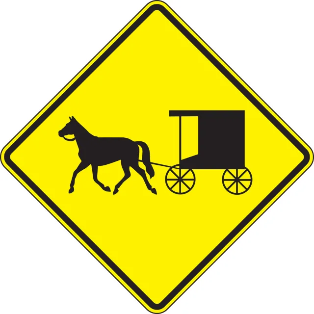 Accuform FRW734DP Crossing Sign: Horse-Drawn Vehicle