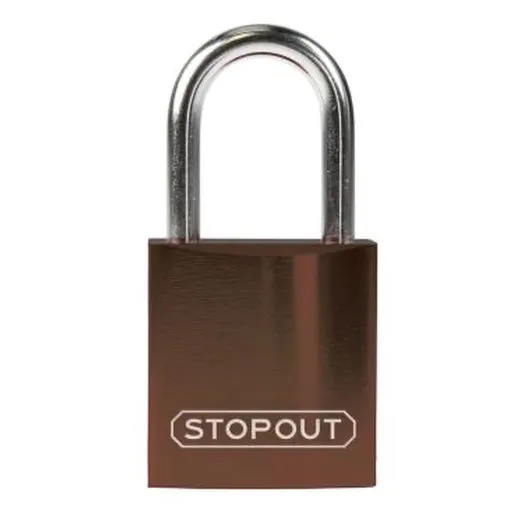 Accuform KDL423BR 8"" Shackle 1-1/4"" x 1"" Stopout Compact Anodized Aluminum Padlock Brown