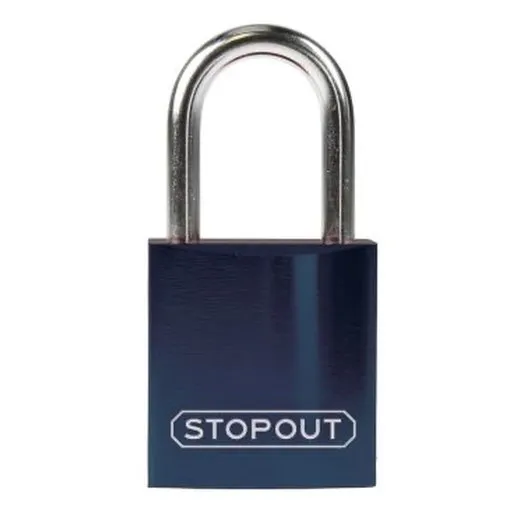 Accuform KDL423BU 8"" Shackle 1-1/4"" x 1"" Stopout Compact Anodized Aluminum Padlock Blue