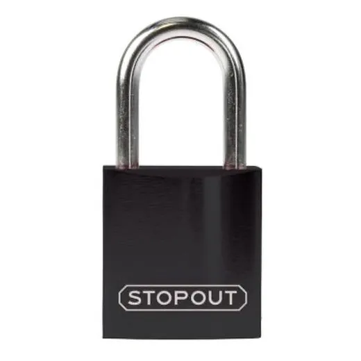 Accuform KDL434BK 8"" Shackle 1-1/4"" x 1"" Stopout Compact Anodized Aluminum Padlock Black
