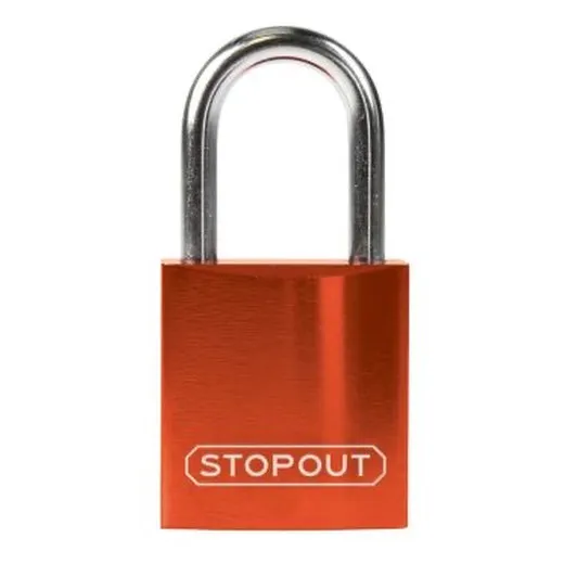 Accuform KDL434OR 8"" Shackle 1-1/4"" x 1"" Stopout Compact Anodized Aluminum Padlock Orange