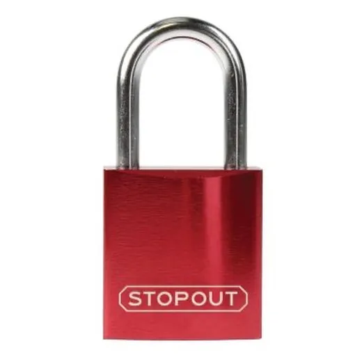Accuform KDL434RD 8"" Shackle 1-1/4"" x 1"" Stopout Compact Anodized Aluminum Padlock Red