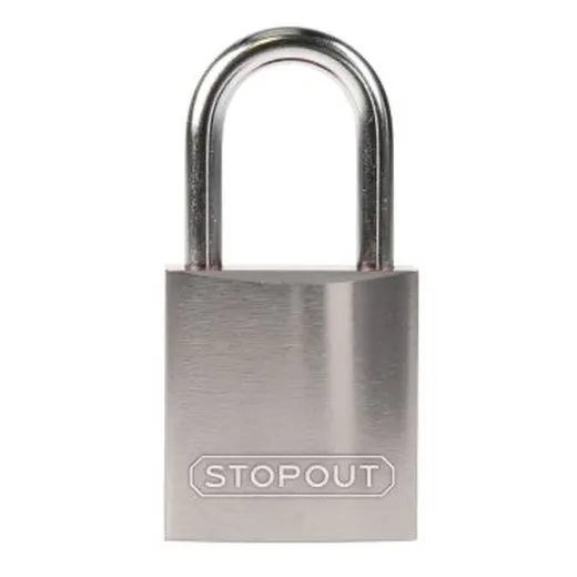 Accuform KDL434SL 8"" Shackle 1-1/4"" x 1"" Stopout Compact Anodized Aluminum Padlock Silver