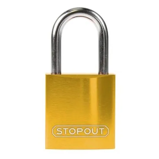 Accuform KDL434YL 8"" Shackle 1-1/4"" x 1"" Stopout Compact Anodized Aluminum Padlock Yellow