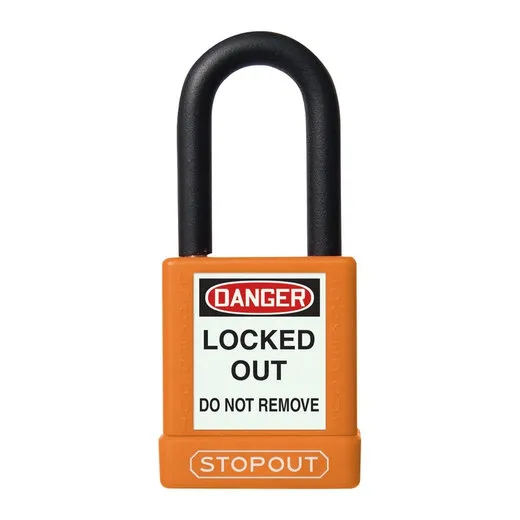 Accuform KDL701OR STOPOUT Plastic Body Aluminum Padlocks With Dielectric Poly-Wrap Steel Shackle