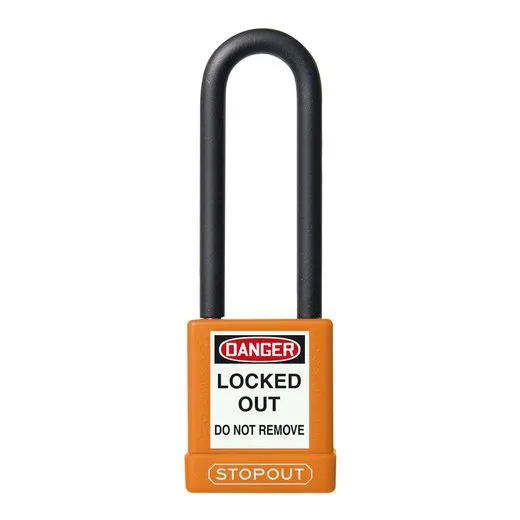 Accuform KDL702OR STOPOUT Plastic Body Aluminum Padlocks With Dielectric Poly-Wrap Steel Shackle