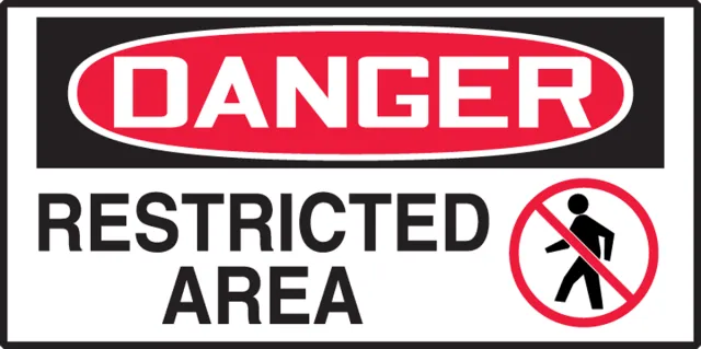 Accuform LADM003VSP OSHA Danger Safety Label: Restricted Area