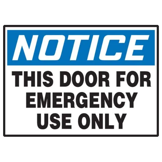 Accuform LADM811VSP 3-1/2"" x 5"" OSHA Notice Safety Label: This Door for Emergency Use Only Brown Adhesive Dura-Vinyl