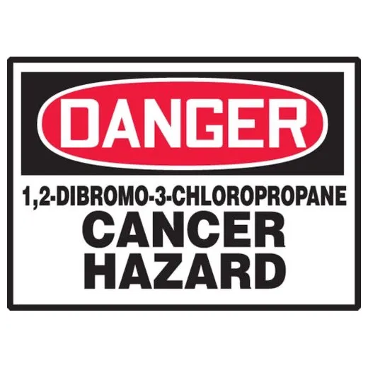 Accuform LCAW110XVE 3-1/2"" x 5"" OSHA Danger Safety Label: 1,2-Dibromo-3-Chloropropane - Cancer Hazard Brown Adhesive Vinyl