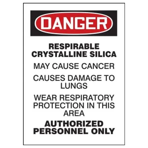 Accuform LCAW112XVE 5"" x 3-1/2"" OSHA Danger Safety Labels: Respirable Crystalline Silica - May Cause Cancer - Causes Damage to Lungs Brown