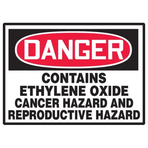 Accuform LCAW125VSP 3-1/2"" x 5"" OSHA Danger Safety Label: Contains Ethylene Oxide - Cancer Hazard and Reproductive Hazard Brown Adhesive Vinyl