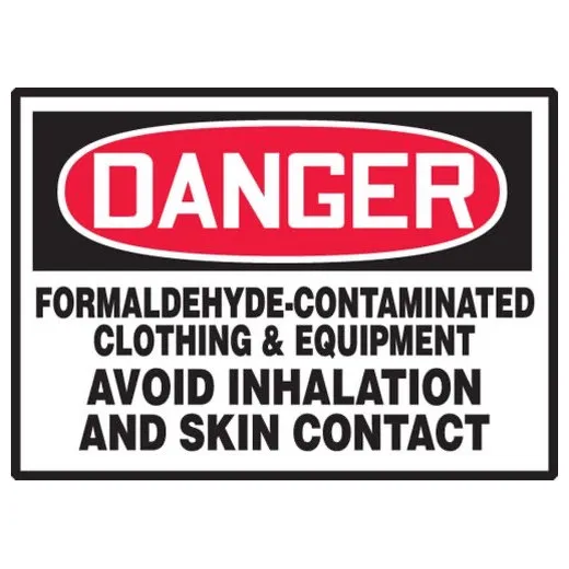 Accuform LCAW130XVE 3-1/2"" x 5"" OSHA Danger Safety Label: Formaldehyde-Contaminated Clothing & Equipment - Avoid Inhalation and Skin Contact Brown