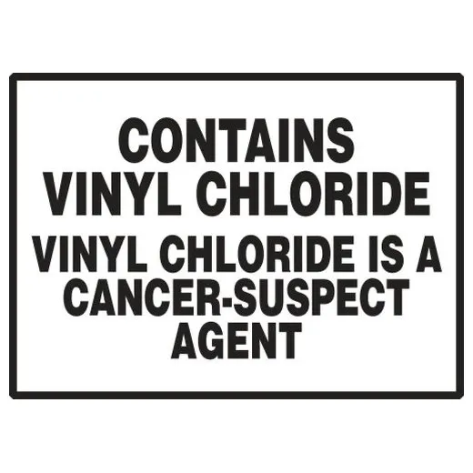 Accuform LCAW533VSP 3-1/2"" x 5"" Safety Label: Contains Vinyl Chloride - Vinyl Chloride is a Cancer-Suspect Agent Brown Adhesive Vinyl