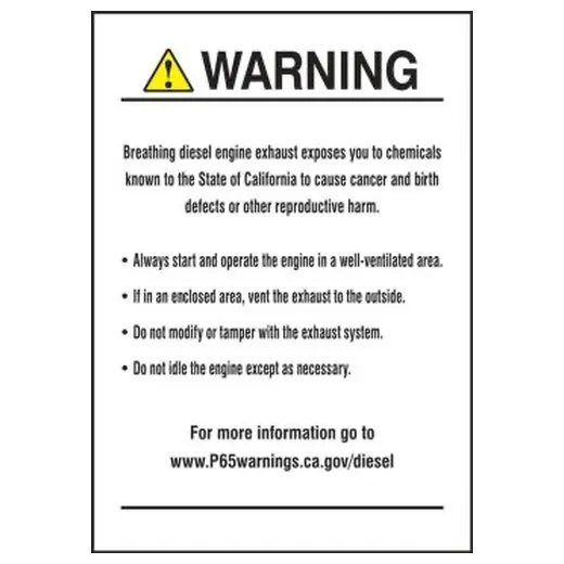 Accuform LCAW626XVE 5"" x 3-1/2"" Prop 65 Diesel Engine Exposure Safety Label: Cancer and Reproductive Harm Brown Adhesive Dura-Vinyl
