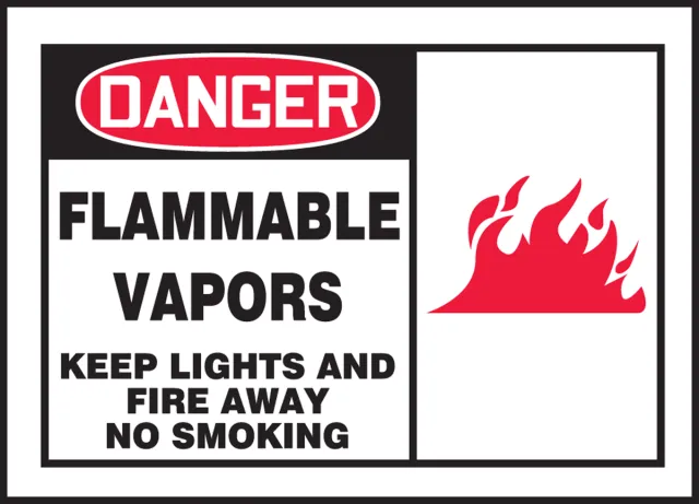Accuform LCHL005XVE OSHA Danger Safety Label: Flammable Vapors - Keep Lights and Fire Away - No Smoking