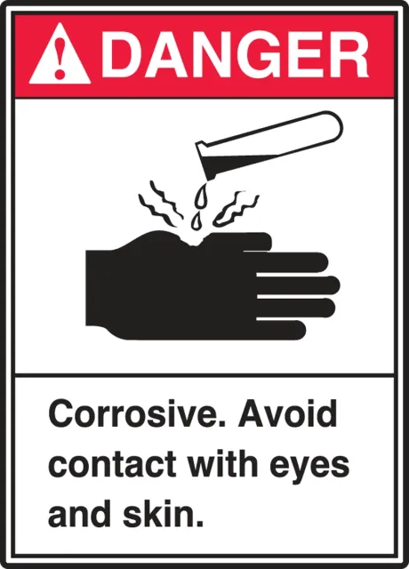 Accuform LCHL008VSP ANSI Danger Safety Labels: Corrosive - Avoid Contact With Eyes and Skin.