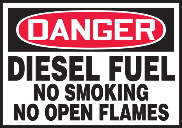 Accuform LCHL018XVE OSHA Danger Safety Label: Diesel Fuel No Smoking No Open Flames