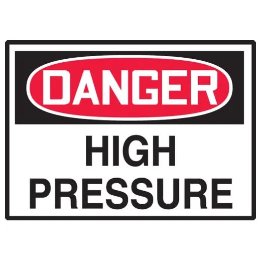 Accuform LCHL159VSP 3-1/2"" x 5"" OSHA Danger Safety Label: High Pressure Brown Adhesive Dura-Vinyl