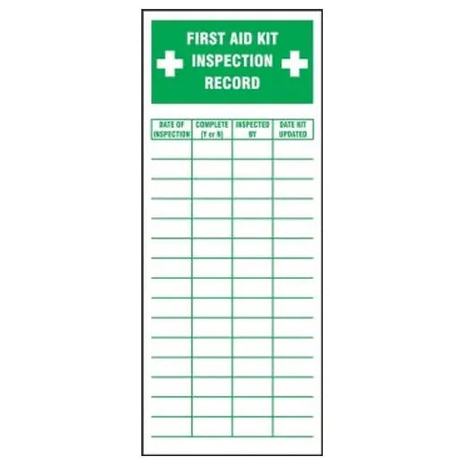 Accuform LFSD516XVE 6"" x 2"" Safety Label : First Aid Inspection Label Brown Adhesive Dura-Vinyl