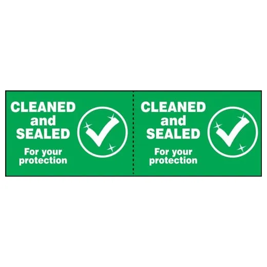 Accuform LHSK016RM1 2"" x 6"" Door Seal Label: Cleaned and Sealed for Your Protection Brown Adhesive Dura-Vinyl