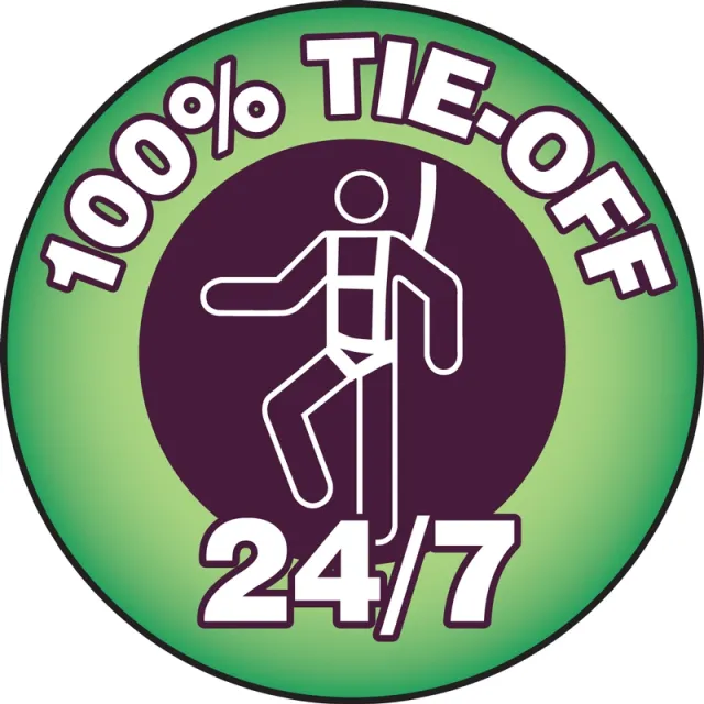 Accuform LHTL079 Hard Hat Stickers: 100% TIE-OFF 24/7s