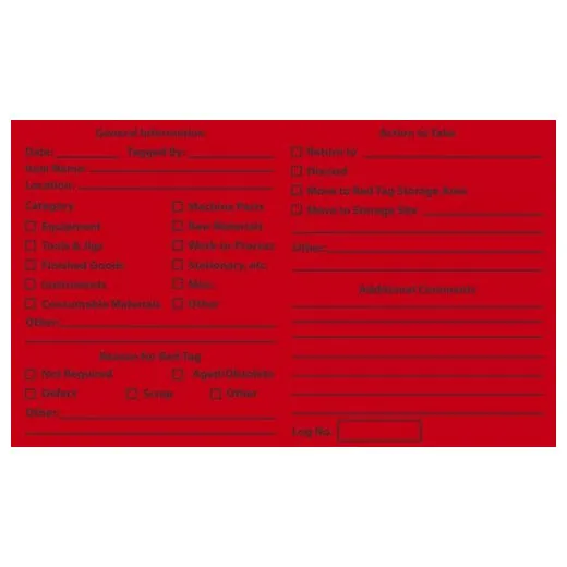 Accuform LRTG501VSP 3"" x 5"" Red Tag Label: General Information ... Action to Take Black/Yellow