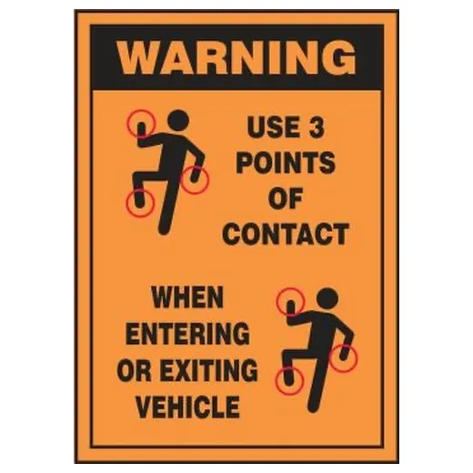 Accuform LVHR305VSP 7"" x 5"" Safety Label: Warning - Use 3 Points of Contact When Entering or Exiting Vehicle Red/White Adhesive Dura-Vinyl