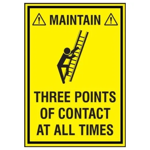 Accuform LVHR499XVE 5"" x 3-1/2"" Safety Label: Maintain Three Points of Contact at All Times Red/White Adhesive Dura-Vinyl