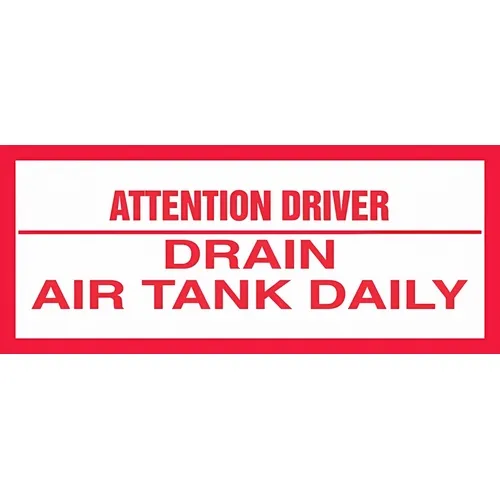 Accuform LVHR515VSP 2"" x 5"" Adhesive Vinyl Attention Driver Safety Labels ""Drain Air Tank Daily"", Pack of 5 pcs