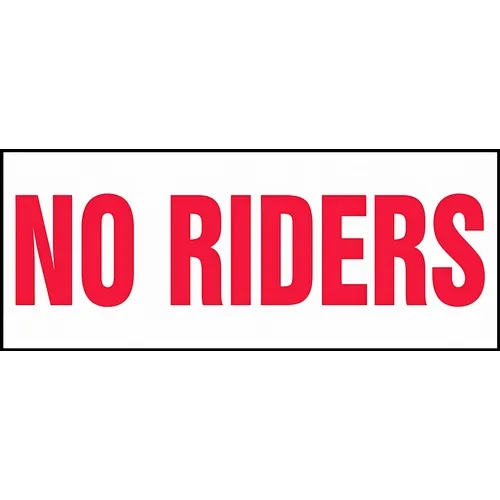 Accuform LVHR572VSP 2"" x 5"" Clear Vinyl for Inside Windshield Safety Labels ""No Riders"", Pack of 5 pcs
