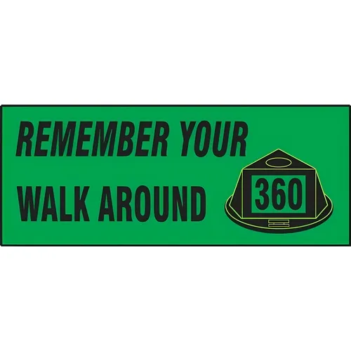 Accuform LVHR573VSP 2"" x 5"" Adhesive Vinyl Safety Label ""Remember Your Walk Around 360"", Pack of 5 pcs