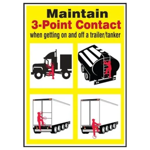 Accuform LVHR584VSP 7"" x 5"" Safety Label: Maintain 3-Point Contact When Getting on and Off a Trailer / Tanker Red/White Adhesive Dura-Vinyl