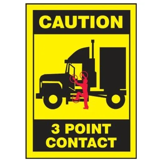 Accuform LVHR613VSP 7"" x 5"" Safety Label: Caution - 3 Point Contact Red/White Adhesive Dura-Vinyl