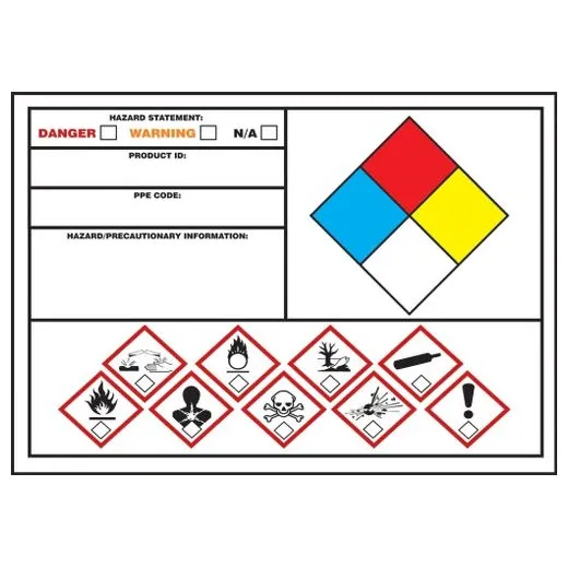 Accuform LZN122PS5 3-1/2"" x 5"" GHS / NFPA Secondary Label Red/White Adhesive Coated Paper