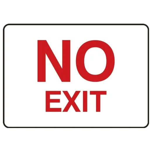 Accuform MADC528XV 10"" x 14"" Safety Sign: No Exit Red/White Adhesive Dura-Vinyl