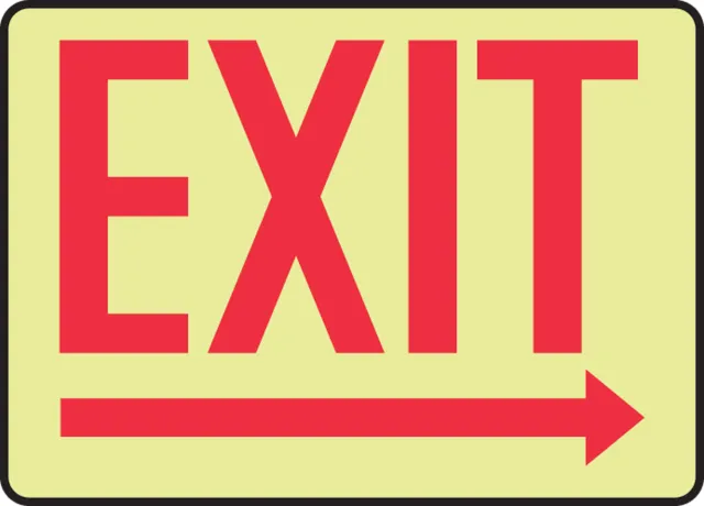 Accuform MADC535GH Glow-In-The-Dark Safety Sign: Exit (Right Arrow)