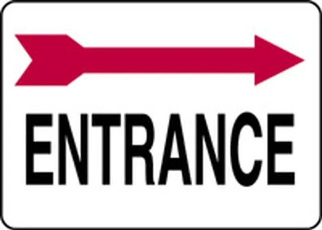 Accuform MADC537VS Safety Sign: Entrance (Right Arrow Above)