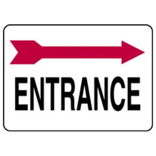 Accuform MADC537XT 10"" x 14"" Safety Sign: Entrance, Right Arrow Above Red/White Dura-Plastic