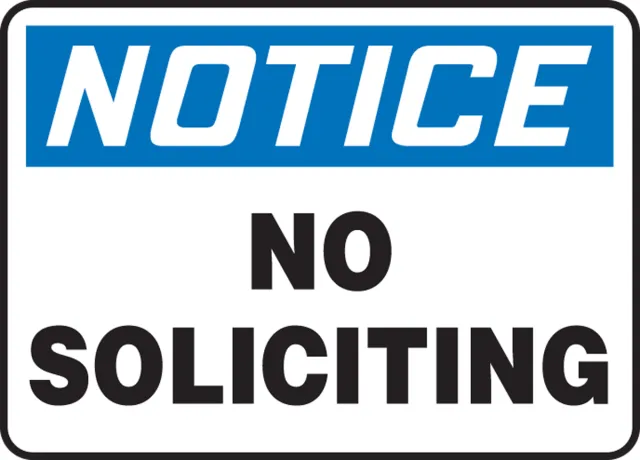 NO SOLICITING, Adhesive Dura-Poly, 10 in x 14 in, Adhesive