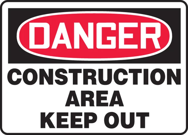 Accuform MADM014XV OSHA Danger Safety Sign: Construction Area - Keep Out