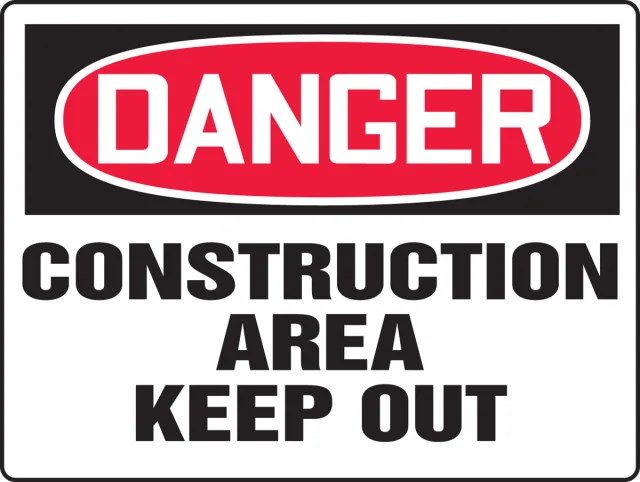 Accuform MADM015VP OSHA Danger Safety Sign: Construction Area - Keep Out