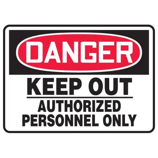 Accuform MADM024VA 7"" x 10"" OSHA Danger Safety Sign: Keep Out - Authorized Personnel Only Red/White Aluminum