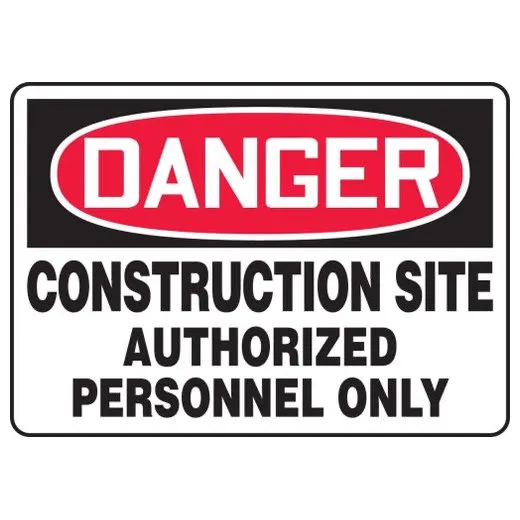 Accuform MADM045VP 14"" x 20"" OSHA Danger Safety Sign: Construction Site - Authorized Personnel Only Red/White Plastic