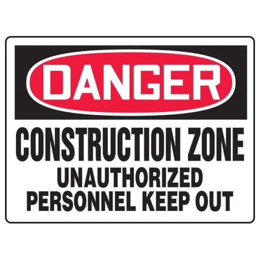 Accuform MADM101VA 24"" x 36"" Really BigSign OSHA Danger Safety Sign: Construction Zone - Unauthorized Personnel Keep Out Red/White Aluminum