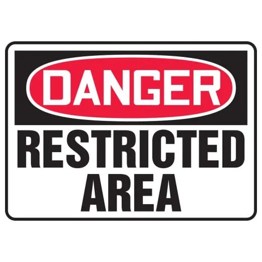 Accuform MADM137XT 14"" x 20"" OSHA Danger Safety Sign: Restricted Area Dura-Plastic