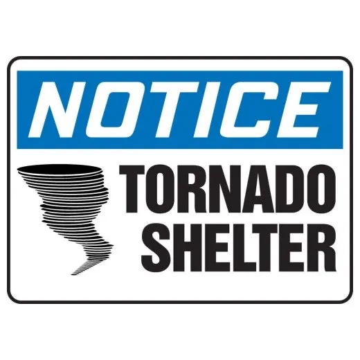 Accuform MADM823XP 10"" x 14"" OSHA Notice Safety Sign: Tornado Shelter Accu-Shield